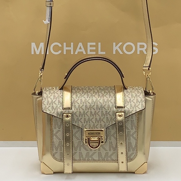 MICHAEL KORS MANHATTAN MEDIUM TOP HANDLE SCHOOL SATCHEL/ CROSSBODY PALE NWT - Picture 8 of 16